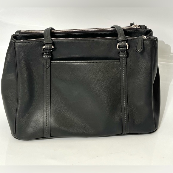 Coach Peyton Leather Jordan Double Zip Carryall Shoulder Bag Black F25669 - Picture 3 of 16